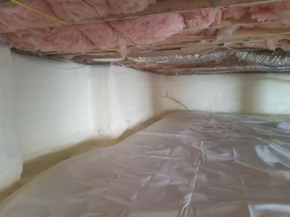 Crawl space encapsulation with closed-cell spray foam for Commercial Roof Restoration in Mayflower Village